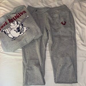 True Religion Gray Graphic Sweatshirt and Joggers